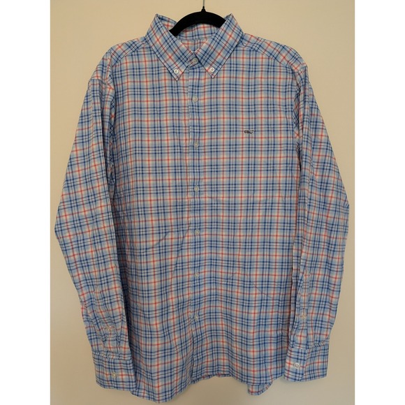 Vineyard Vines Other - Vineyard Vines Mens Large Classic Fit Plaid Button Down Whale Shirt Blue Pink